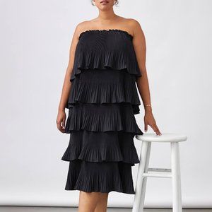HTF Anthropologie Pleated Tiered Midi Dress
